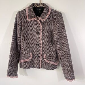 Harold's Black and Pink Tailored Herringbone Jacket Pink Black Size 6